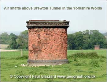 Air shafts above Drewton Tunnel in the Yorkshire Wolds